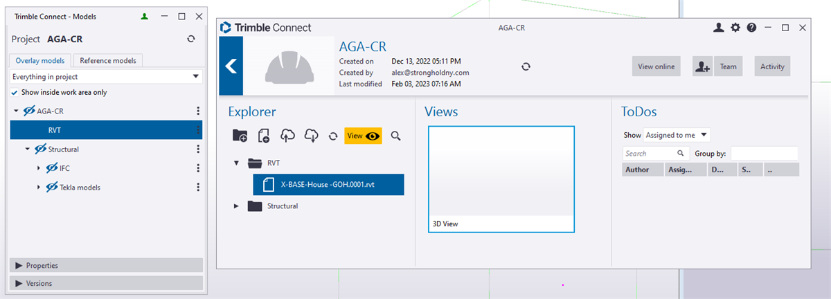 Models menu and TC Windows app showing same folders.